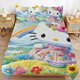 thumbnail image 3 of Cartoon Hello Kitty Comforter Sun And Rainbow Mountain 3-Piece Bed Sheets Warm Kawaii Bedding Set Cute Soft Bedclothes for Boys Girls Kids Twin, 3 of 5
