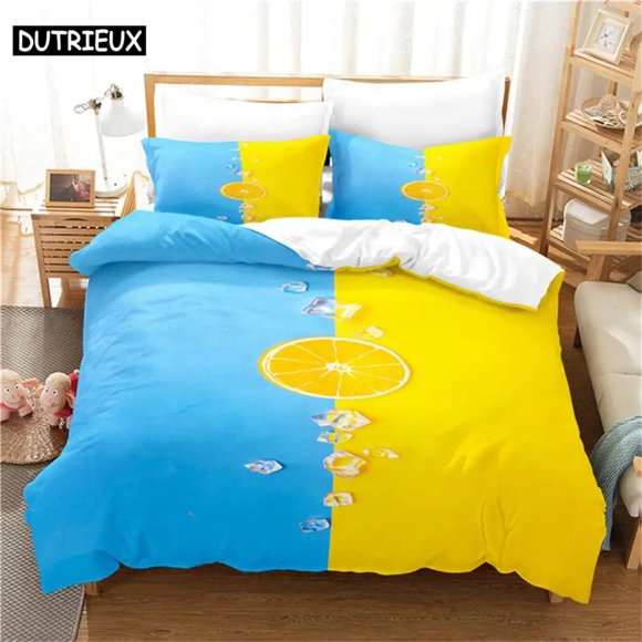 Blue And Yellow Bedding Sets Digital Printing Custom Quilt Duvet Cover Set Home Quilt Pillowcase