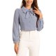 thumbnail image 1 of INSPIRE CHIC Blusa de Mujer para Regreso a Clases con Botones, Cuello Peter Pan, Lazo en el Cuello, Blusa de Color Sólido, Talla S, Gris Claro, 1 of 6