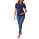 thumbnail image 2 of INSPIRE CHIC Blusa de maternidad para mujer de punto acanalado con mangas cortas abullonadas, camiseta fruncida para sesión de fotos de ducha, M Azul Marino, 2 of 5