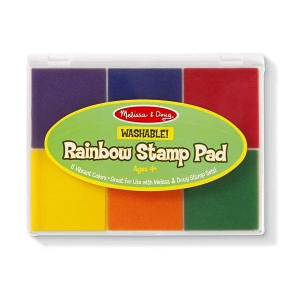 Bloc de sellos Melissa & Doug Rainbow con 6 tintas lavables para niños mayores de 4 años