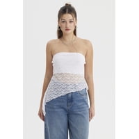 Fashionspark - Polera Mujer Strapless Encaje Blanco