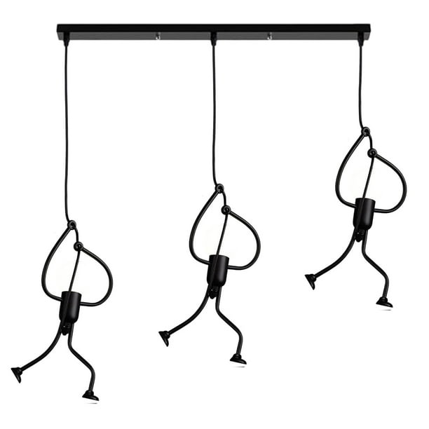 Lámpara de araña de hierro con diseño de hombrecito de gimnasia, estilo retro, creativo, para restaurante, cafetería, tienda de ropa, ventana, bar, arte moderno