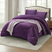 Casadeliacl - Cobertor Cubrecama Con Chiporro 2 Plazas Liso Morado Liso