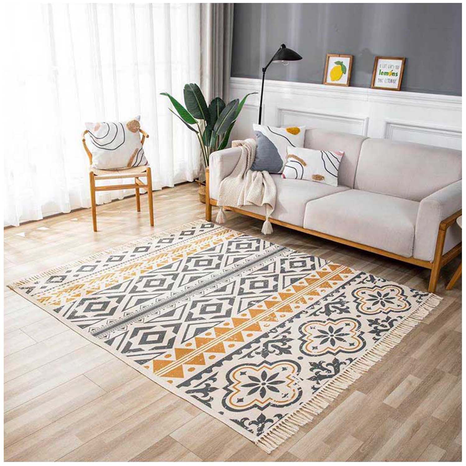 Genérico - Alfombra Kelim Bohemia De Estilo Etnico Rombo 180x200 Cm