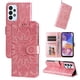 thumbnail image 1 of Funda tipo cartera FOXDOCK para Samsung Galaxy M23 5G , diseño girasol en relieve, cuero PU, cierre magnético, soporte y tarjetero, 1 of 5
