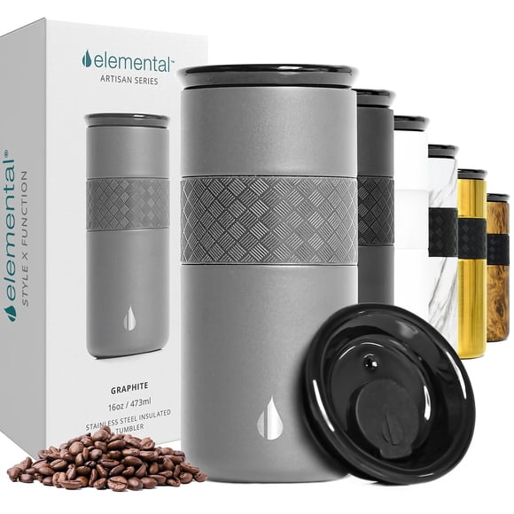 Vaso aislante Elemental Artisan de triple pared, 470 ml, grafito