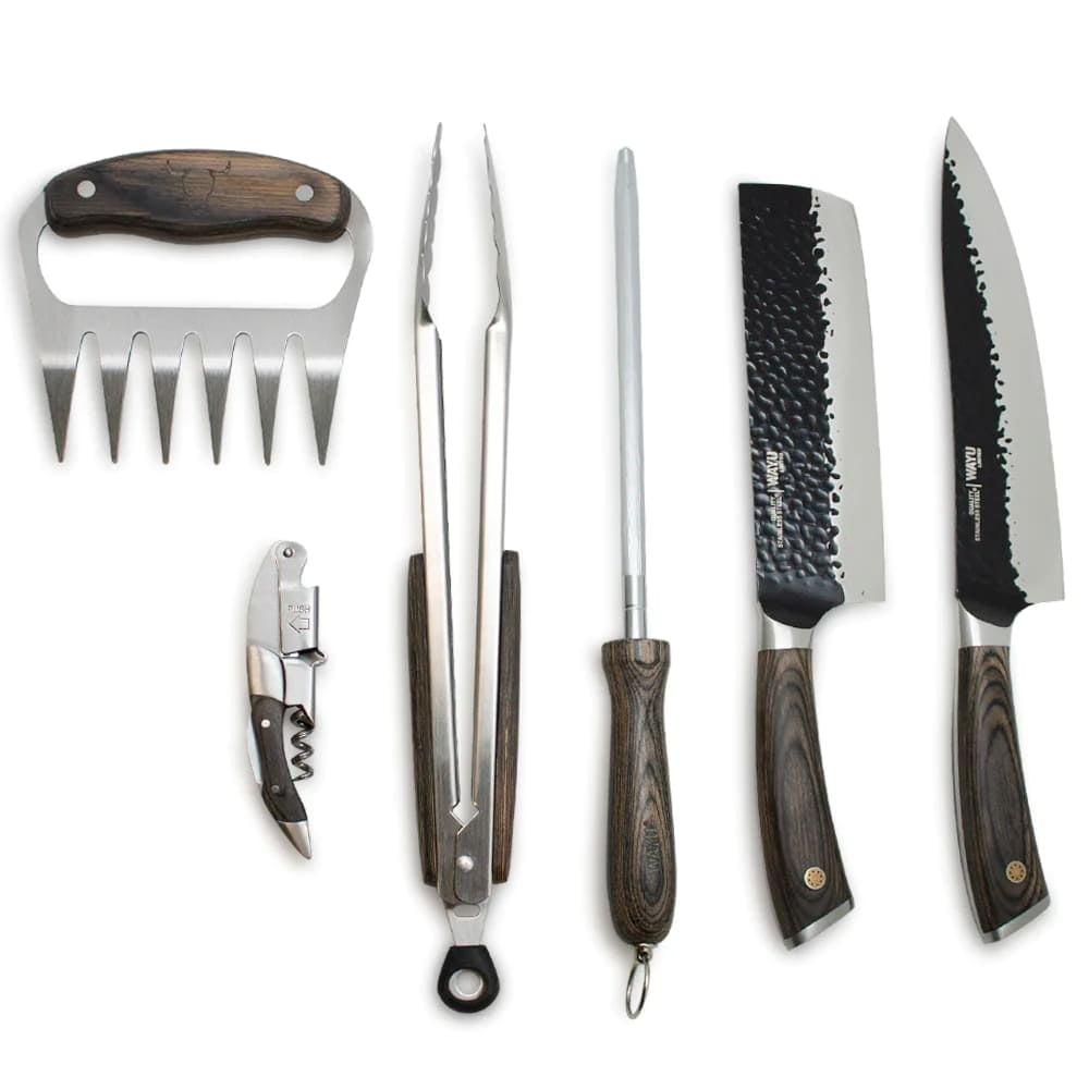 Disparo - Set Parrillero Asado Profesional Cuero Premium Wayu 7 Piezas