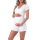 thumbnail image 4 of INSPIRE CHIC Conjuntos de Pijama de Modal de Maternidad de Mangas Cortas Ropa de Lactancia Conjunto de Ropa de Estar para el Posparto Tops de Lactancia y Shorts XS Blanco, 4 of 6