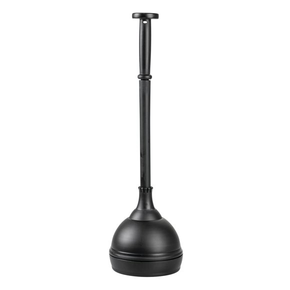 Desatascador mDesign Hyde Collection con bandeja de almacenamiento negra