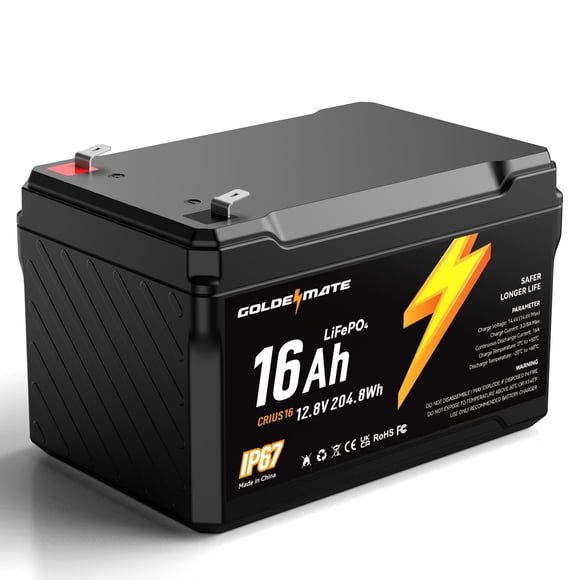Batería LiFePO4 GOLDENMATE 12V 16Ah IP67 impermeable