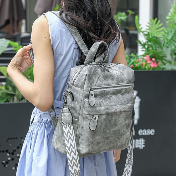 Leather Travel Fashion Backpack Purse for Women Multipurpose Designer Ladies Shoulder Bags with Tassel Two-toned Brown Handbag