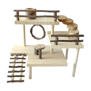 Ioensy - Juguete De Hámster, Plataforma De Escaleras De Patio De Recreo Natural Para Mascotas Roedoras, Ardilla