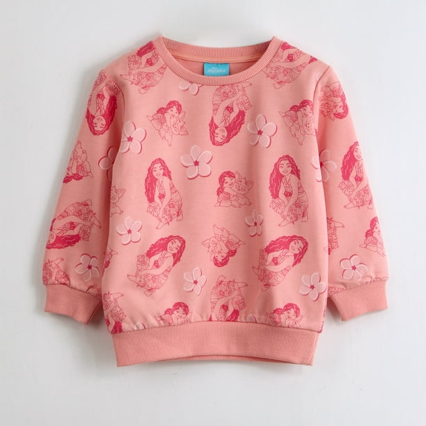 Polerón Cerrado Niña Moana Disney Full Print Rosado