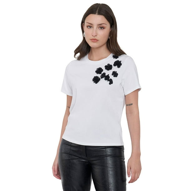 Polera Mujer Aplicación Blanco Corona