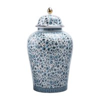 Bothyi - Tarro De Jengibre De Porcelana Azul Y Blanca Estilo Chino Temple Jar M 16.5X29.5Cm