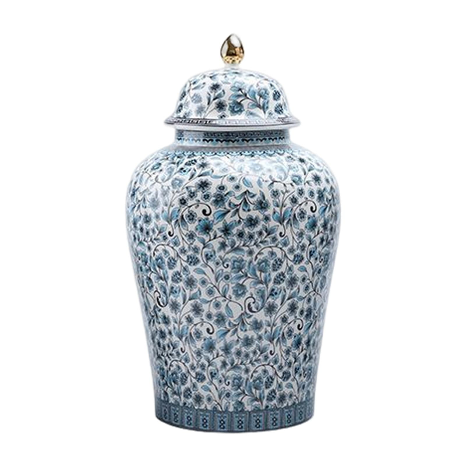 Bothyi - Tarro De Jengibre De Porcelana Azul Y Blanca Estilo Chino Temple Jar M 16.5x29.5cm