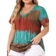 thumbnail image 4 of Agnes Orinda Blusas de Mujer Talla Grande para Escuela y Universidad, Cuello en V Casual, Manga Corta, Estampado Tie Dye, Tops de Verano 3X Naranja, 4 of 6