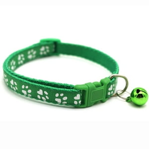 Genérico - Collar Huellita Con Cascabel Para Gatos Verde