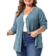 thumbnail image 4 of Agnes Orinda Cárdigan de Punto Acanalado para Mujer de Talla Grande Cuello en V con Botones Suéter Casual Ligero y Suave 3X Gris Azul, 4 of 6
