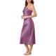 thumbnail image 4 of INSPIRE CHIC Camisón largo de satén para mujer, suave, con escote en V y tirantes finos, vestido de dormir con silueta fluida para primavera y verano, color púrpura uva mediano, 4 of 6