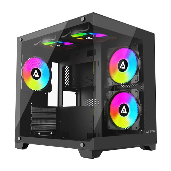 Funda para PC Gaming Cube Apevia Prism-BK Prism Micro-ATX, color negro