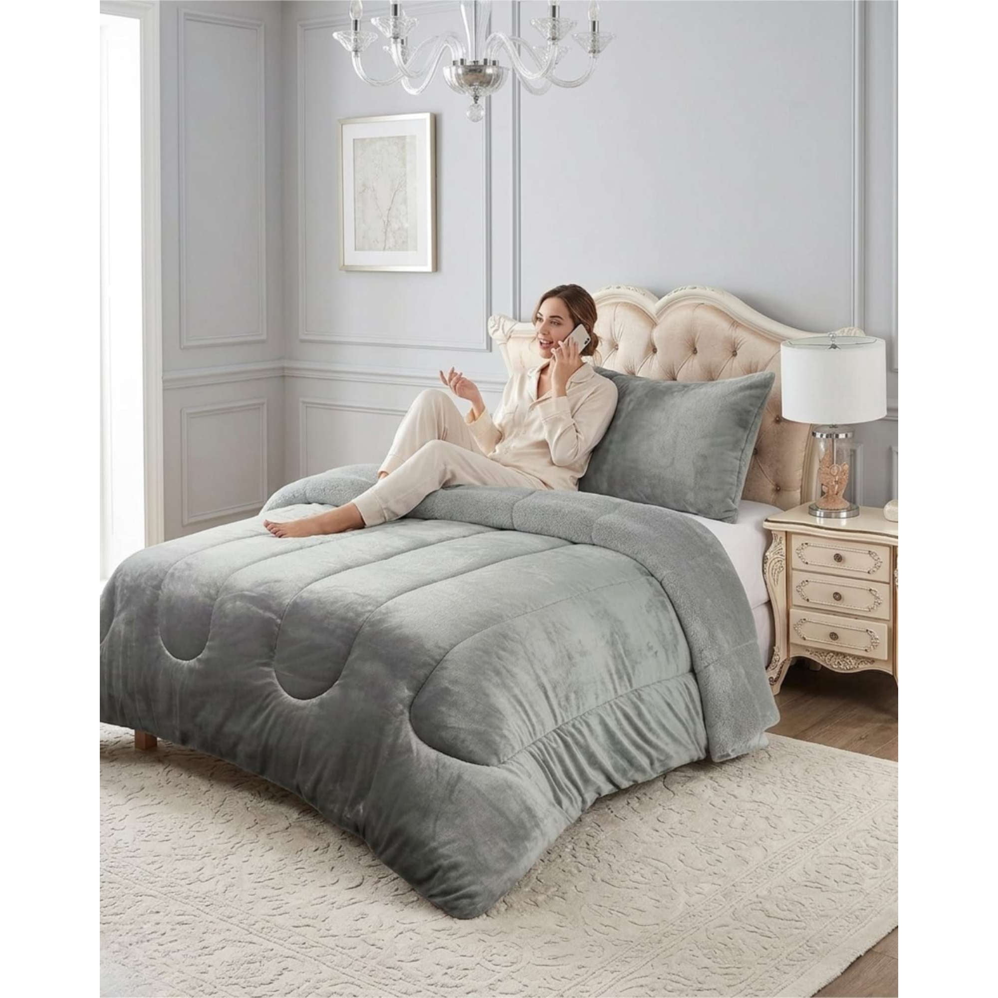 Todo Para El Hogar - Cubrecama De Invierno Plush Con Chiporro 1,5 Plazas