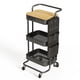 thumbnail image 1 of Utilitario de metal Rolling Cart DTK de 3 niveles con mesa y almacenamiento lateral, 1 of 8