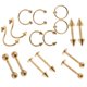 thumbnail image 1 of 16pcs 16g curvado barbell spike nariz ombligo ceja lengua anillo de oro, 1 of 5