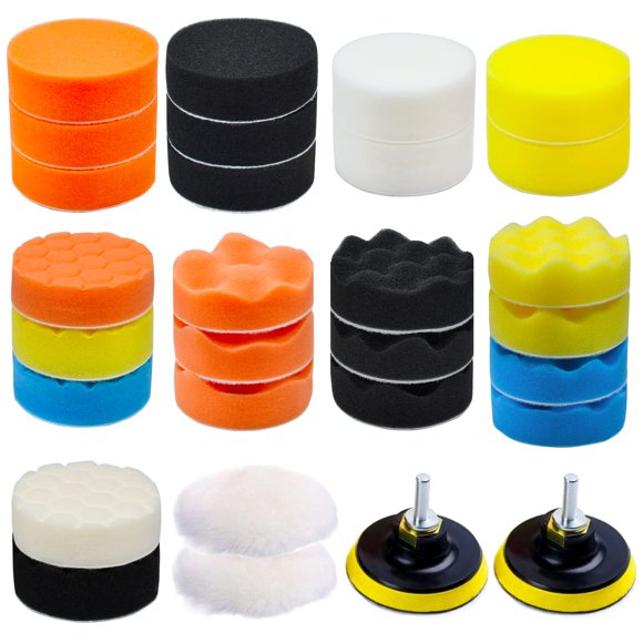 Kit de pulido de espuma para coche TuHooMall (27) con accesorios