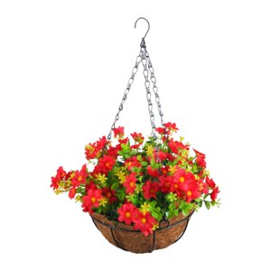 Bothyi - Flores Artificiales Colgantes En Cesta, Maceta Para Patio Exterior, Boda, Color Rojo
