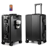 Equipaje Myer Hard Shell Carry On De Aluminio Clásico Negro De 20 Pulgadas