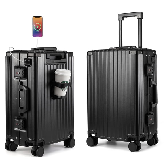 Equipaje Myer Hard Shell Carry On Aluminio Negro 20 Pulgadas