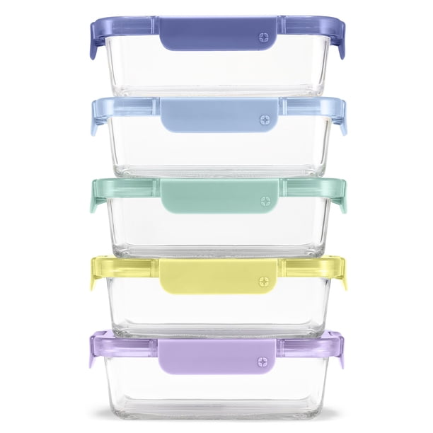 Set de vidrio para preparar comidas Ello Color Lock, 3.4 tazas, 10 unidades, Purple Rain