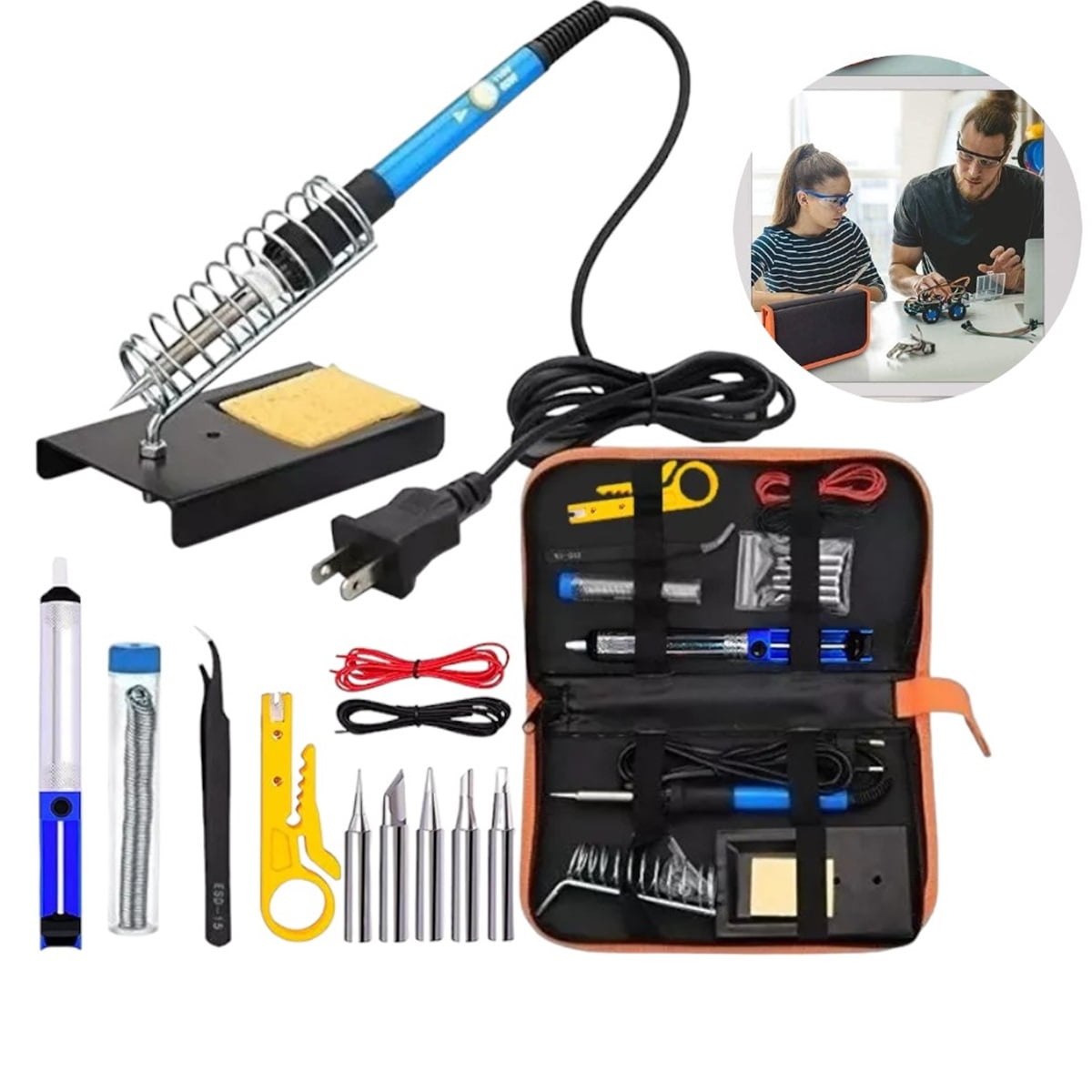 Genérico - Kit Cautín Eléctrico Soldador Estaño Punto Lápiz Soldadura