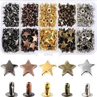 Magideal - 200 Juegos De Remaches De Estrella De Material Cuero, Reparación De Manualidades Diy, Remaches De Ropa De Uñas De 5 Colores Para , Cinturones, Bolsos