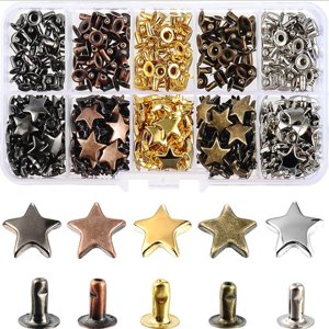 Magideal - 200 Juegos De Remaches De Estrella De Material Cuero, Reparación De Manualidades Diy, Remaches De Ropa De Uñas De 5 Colores Para , Cinturones, Bolsos