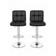 thumbnail image 1 of Pack de 2 Sillas Altas de Bar Regulables LORE | Asiento Acolchado Negro | Base Cromada Giratoria, 1 of 7
