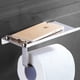 thumbnail image 3 of Portarrollos de papel higiénico con soporte para teléfono, dispensador de rollos de papel higiénico de acero inoxidable cromado pulido, soporte de pared para baño, 3 of 8