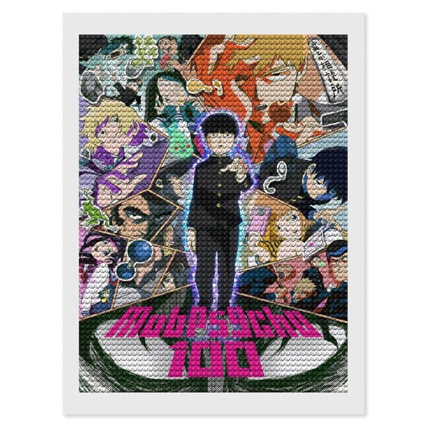 Mob Psycho 100 Kits de Pintura de Diamantes para Adultos 5D DIY Diamond Art Kits Full Drill Diamond Dots para Regalo Decoración de Pared y Relajación Artes de Gemas 30*40cm
