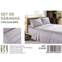 Mundo Shopping - Set De Sabanas 1.5 Plazas 150 Hilos 1 Funda De Almohada Hilos Color Gris