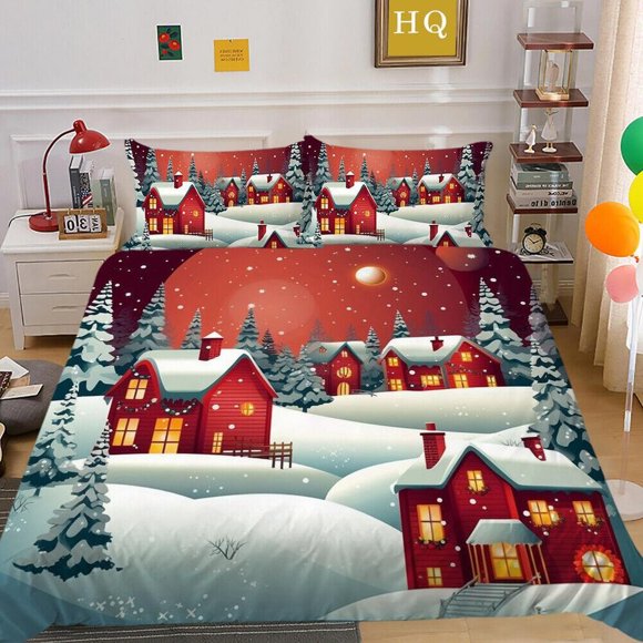 Christmas Eve Gifts Kids Decor Quilt Duvet Cover Set Home Textiles Kids3-Piece Bedding Set