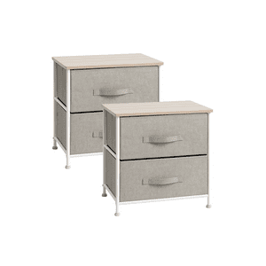 Habita2 Chile - Pack 2 Veladores Softy Cubierta Mdf Cajones De Tela Gris
