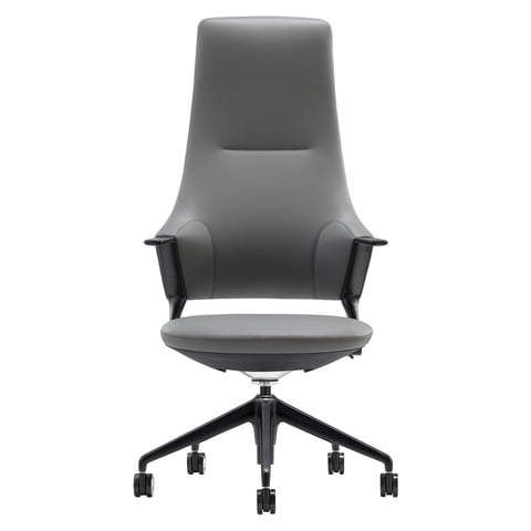 Ofixchile - Sillón Gerencial Altezza Gris Respaldo Alto En Cuero Pu Ofix