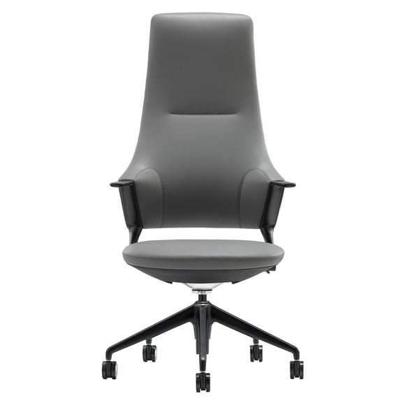 Sillón Gerencial Altezza Gris Respaldo Alto En Cuero Pu Ofix