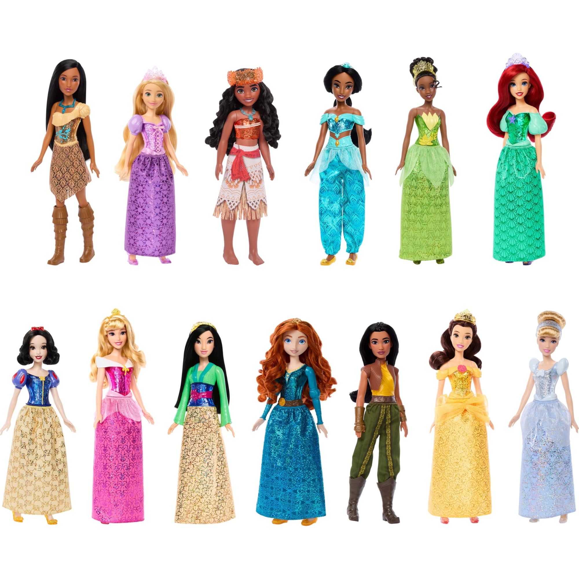 Colección De 13 Muñecas De Moda De Princesas Disney Mattel