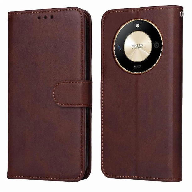 Funda Billetera para Honor X9B con Porta Tarjetas y Soporte Ajustable Marrón