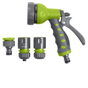 Grouw - Set Pistola Riego ½” 7 Funciones.&Nbsp; ]Incluye 4 Piezas