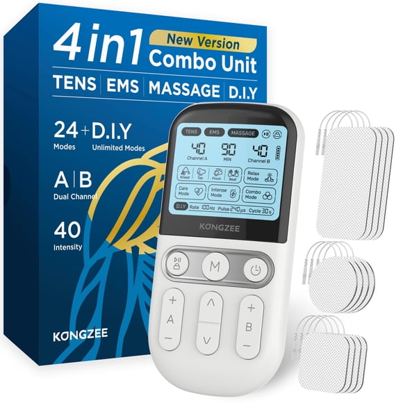 Estimulador muscular Kongzee 4 en 1, unidad TENS, masaje EMS