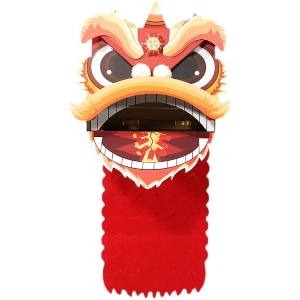 1pc New Year's Lion Dance Headgear Cape - DIY Intangible Heritage Origami Crafts for Gifts, Souvenirs & Stage Props